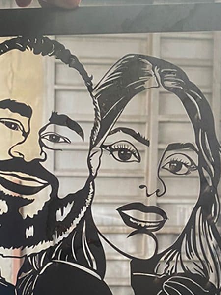 The finished laser-cut portrait